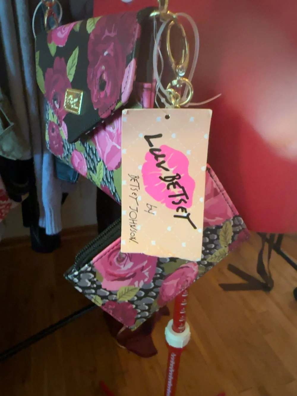 Luv Betsey by Betsey Johnson Floral Wallet Clutch with Card Case NWT